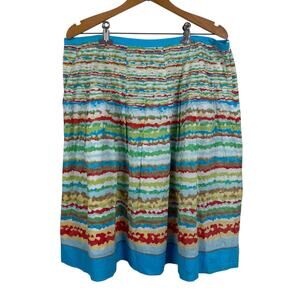 Vintage Talbots Women Full Skirt Size 16 100% Cotton Boho Artsy Coastal Colorful